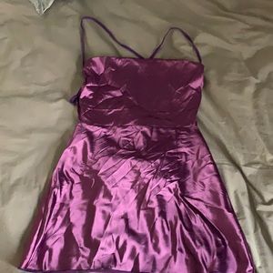 satin purple mini dress
